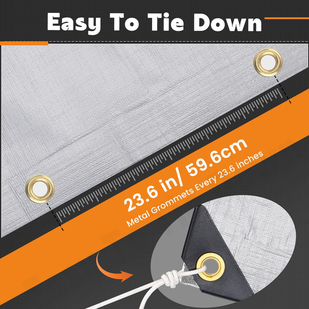 Keten Tarps Heavy Duty Waterproof 20X25 Feet, Extra Thick 16 Mil, Tear & Fade Resistant, UV Blocking, Outdoor Tarp with Reinforced Grommets for Roof, Camping, Patio, Pool, Boat(Silver/Black)