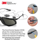 3M Safety Glasses, Virtua CCS, Pack of 1, ANSI Z87, Anti-Fog, Gray Lens, Black Frame, Corded Ear Plug Control System, Removable Foam Gasket
