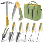 Garden Tool Set, WisaKey 9 Piece Stainless Steel Heavy Duty Gardening Hand Tools Durable Garden Tool Bag Gardening Gifts for Women and Men Fathers Day for Dad Husband