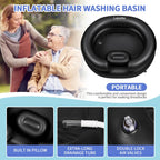 Portable Inflatable Hair Washing Basin for Bedridden - Wash Hair in Bed with Inflatable Shampoo Bowl.For Elderly,Disabled,Injured,Ideal Inflatable Sink for Locs Detox (Black, 18in Inner)