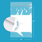 GPI - 4" x 6" - Bulk Pack of 500, 4 Mil Thick, Heavy Duty, Clear Plastic Reclosable Zip Bags, With Write-on White Block for Labeling, Strong & Durable Poly Baggies With Resealable Zipper Top Lock.