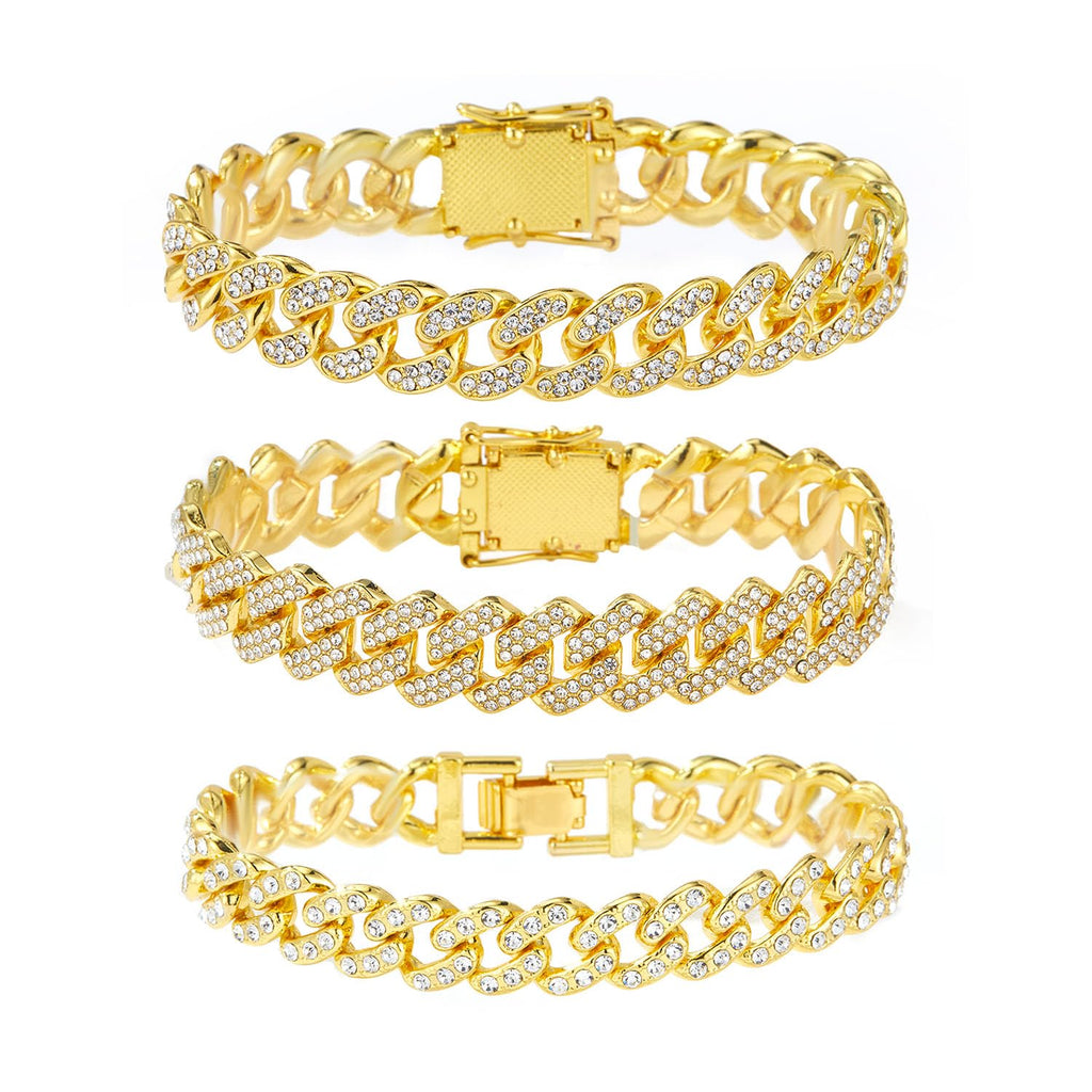 Jacruces 14K Gold Plated Ankle Bracelets for Women Cuban Link Anklets Plus Size Ankle Bracelet Layered Link Anklet Set Rhinestone Bling Anklets Jewelry for Women Gift Set