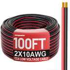 10 Gauge Wire, 10AWG Automotive Electrical Wire 100FT 2 Conductor Red Black 12V/24V DC Cable LED Strips Extension Cord for Light RC Car Speaker Wire
