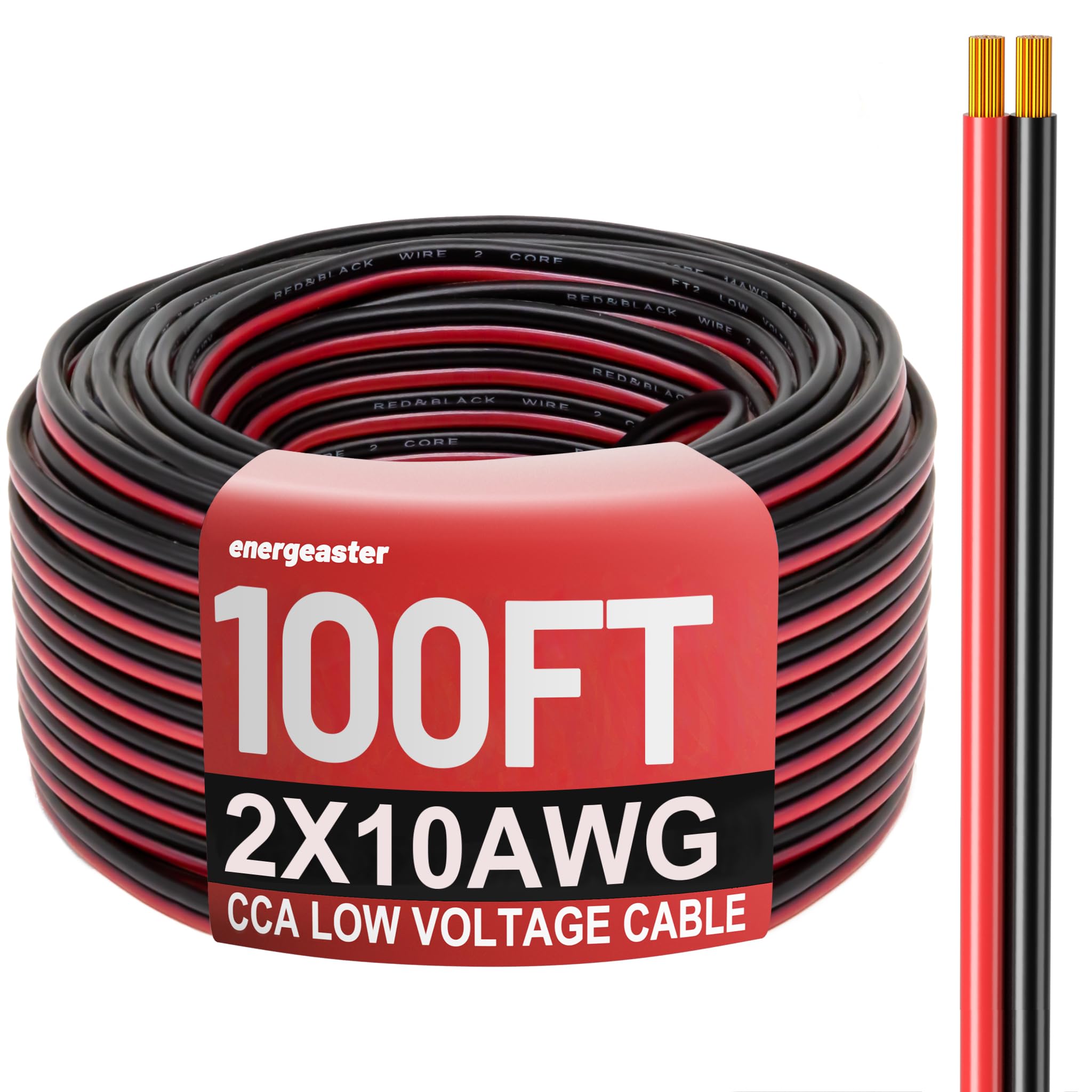 10 Gauge Wire, 10AWG Automotive Electrical Wire 100FT 2 Conductor Red Black 12V/24V DC Cable LED Strips Extension Cord for Light RC Car Speaker Wire