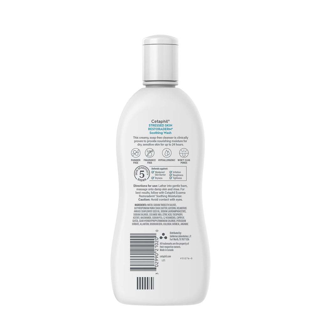 Cetaphil RESTORADERM Soothing Wash, 10 fl oz, Soothes Dry, Stressed Skin, Hypoallergenic, Soap & Paraben Free, National Eczema Association Endorsed