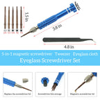 ESSSO Eye Glass Repairing Kit,Upgraded Eyeglass Repair Kit with Screws(Gold and Silver)，5-in-1 Eyeglass Screwdriver,Eyeglass Nose Pads,Eyeglass Ear Grips,Tweezer for Sunglasses,Eyeglass,Watch Repair