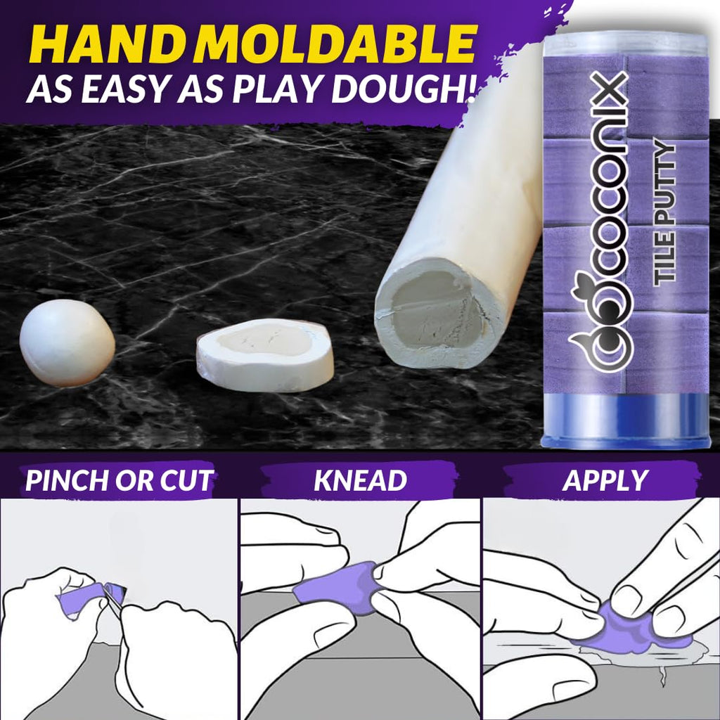 Coconix Tile & Stone Repair Kit | Fix Cracks, Chips, and Scratches on Bathtubs, Tile and Stone Floors, Walls, and Counters | Easy Application with Kneadable Putty