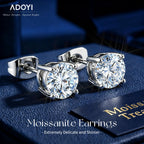 adoyi Moissanite Diamond Stud Earrings for Women Men 925 Sterling Silver Post Hypoallergenic 18K White Gold Plated Flat Back Stud Earring Jewelry Round Cut D Color VVS1 Clarity Gift for Women 2.0CT