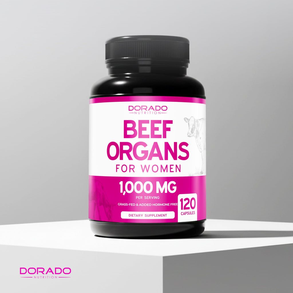 Beef Organ Supplement for Women - Grass Fed Beef Liver, Heart, Kidney & Uterus 1000mg Per Serving - Support Women's Energy & Overall Health - Third Party Tested & Non GMO - USA Made (120 Capsules)