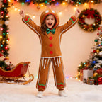 yolsun Children Gingerbread Man Costume Christmas Outfit Funny Cosplay Hooded Clothes(8-9 Years,Brown)