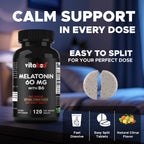 Vitabod Melatonin 60 mg with Vitamin B6 – 120 Fast Dissolve Tablets Extra-Strength Sleep Support – Drug-Free – Natural Citrus Flavor – Vegetarian, Non-GMO, Gluten-Free
