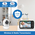 HelloBaby No WiFi Baby Monitor Camera and Audio HB6550, 5" Video Screen