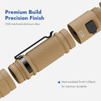 WUBEN C3 Flashlight 1200 High Lumens Rechargeable Flashlights 6 Modes Super Bright IP68 LED Tactical Flashlight for Camping, Home, Emergenc, Inspection, Repair, Tool Gifts for Men(Khaki)
