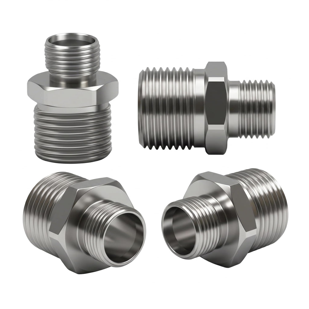 ENCMY 1/2 to 3/8 Water Line Adapter, Brass Compression reducer faucet fitting, 3/8 Male to 1/2 Male Water Hose Adapter for RV Kitchen, Pipe Connector with Teflon Tape and Filter gasket (4-Pack)