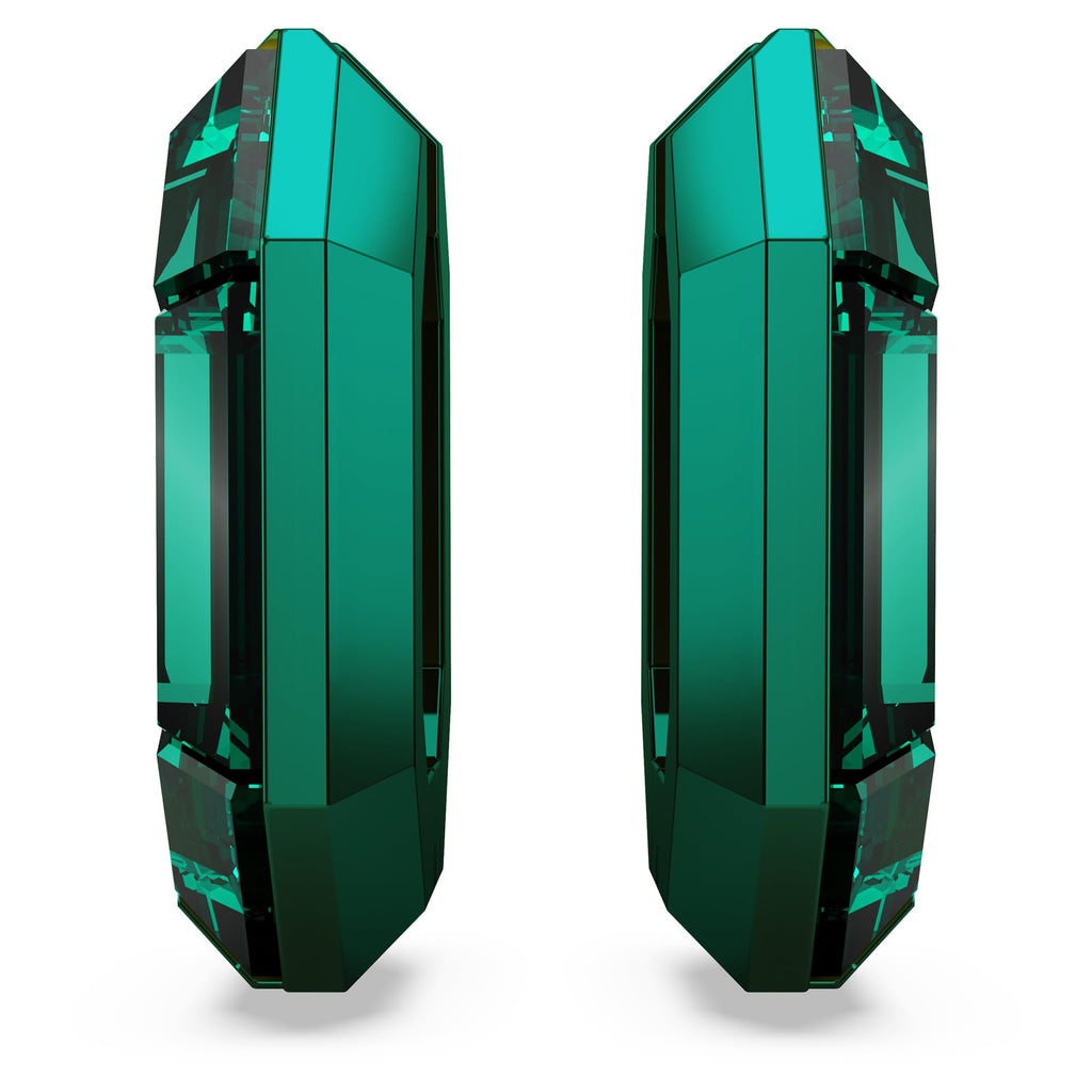 Swarovski Lucent Small Hoop Earrings, Green Octagon-Shaped Crystals, Part of the Swarovski Lucent Collection