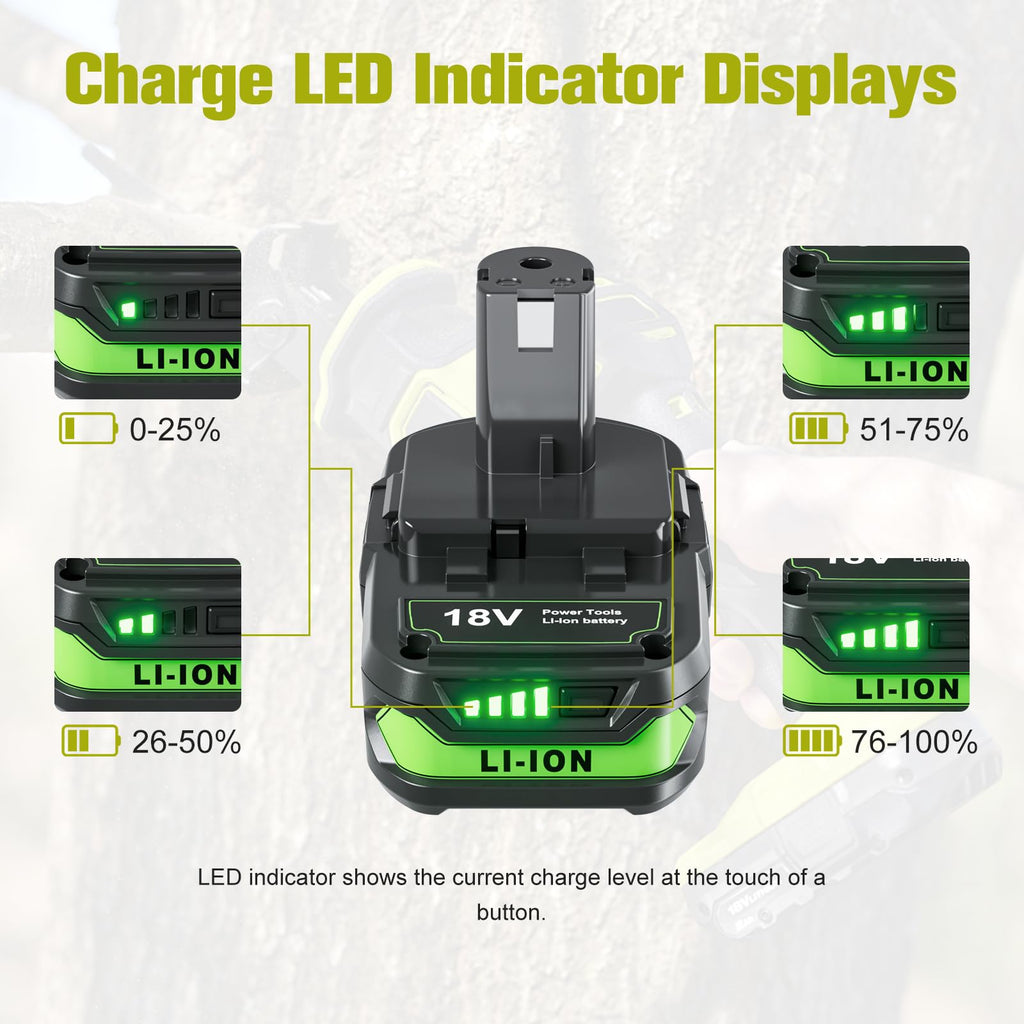 Upgraded 4000mAh 2Packs Replace for Ryobi 18V P107 Battery Compatible with Ryobi 18V Battery ONE+ P102 P103 P104 P105 P107 P108 P109 P189 PBP005 PBP006 PBP2005 P190 P197 Cordless Power Tools System