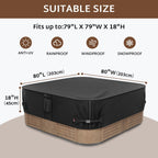 iBirdie Outdoor Waterproof and Weatherproof Hot Tub Cover 80 x 80 inch fit 79 x 79 or 78 x 78 or 77 x 77 Square SPA 600D Heavy Duty Protectors Protective Cover Cap