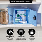 Lockabox One™ | Premium Medicine Lock Box | Medium Medication Lock Box With Code For Medicines, Vitamins & Supplements | External Size 12 x 8 x 6.6 inches (Medi Blue)