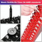 51-in-1 Bolt Size Finder & Thread Checker, 32 Metric & 32 SAE Nut and Bolt Thread Gauge with 19 Drill Bit Checker, CNC-Machined Aluminum Screw Size Chart, Go/No-Go ANSI Standard, Non-Slip Base