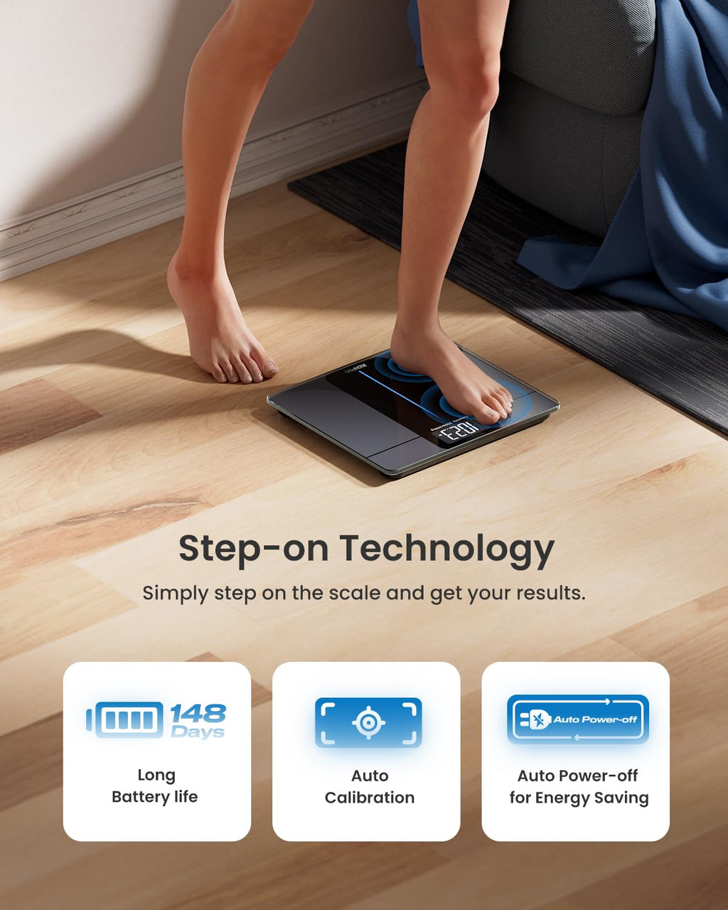 RENPHO Large Platform Weighing Scales for Body Weight, 550lb/250kg Bathroom Scales Large Display, Digital Scales with High Accurate, Weight Loss Tracking, 33x30cm, Core 1L