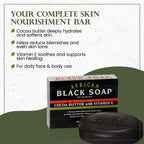 Madina African Black Soap Bar – Cocoa Butter, Vitamin E, Moisturizing, Skin-Restoring, Marks & Blemishes, Face & Body Cleanser, 100% Vegetable-Based, Halal, 6 Pack (3.5 oz Each)