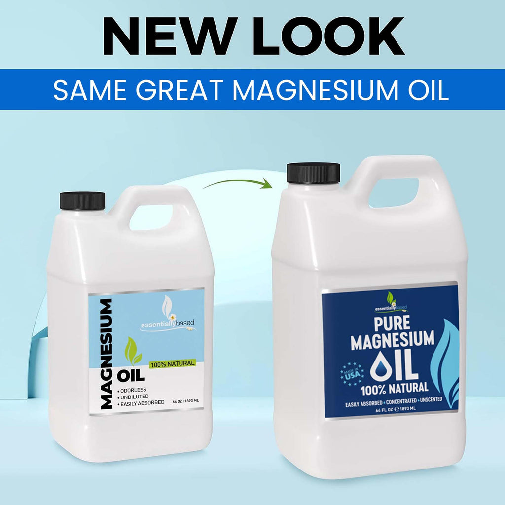Pure Magnesium Oil Spray 64oz - Topical Magnesium Spray for Sleep & Feet - Extra Strength - USP Grade - 100% Natural and Organic Oil for Muscle Pain & Cramps - No Sprayer Included - Made in USA