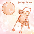 My First Baby Doll Stroller for Toddlers 3 Year Old Girls, Little Kids | Folding Baby Stroller for Dolls, Toy Stroller for Baby Dolls with Bottom Storage Basket, Foldable Frame, Canopy, Seatbelt