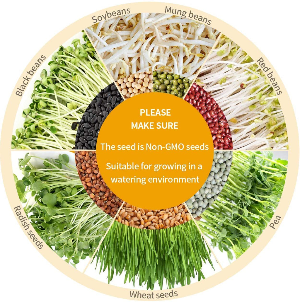 OYSIR Bean Sprouts Machine, LED Display Time Control, Intelligent Automatic Bean Sprouts Maker, 2 Layers Function Large Capacity Seed Grow Cereal Tool, 110V