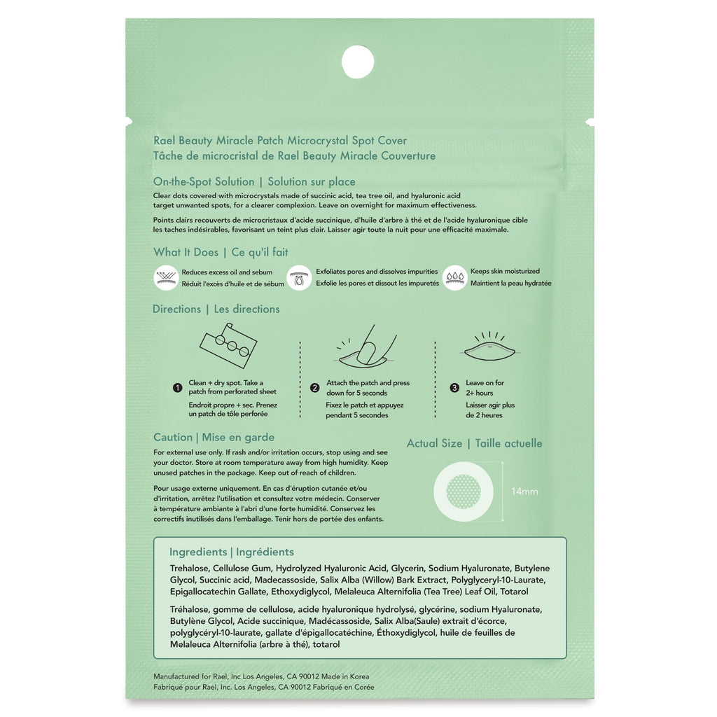Rael Pimple Patches, Miracle Microcrystal Spot Cover - Hydrocolloid Acne Pimple Patch with Tea Tree Oil, Early Stage Zits and Blemish, Korean Skin Care (18 Count)
