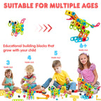 NXONE 195 PCS Educational STEM Toys for Boys and Girls Ages 3 4 5 6 7 8 9 10 Construction Building Blocks Toy Building Sets Kids Toys Creative Activities Games with Storage Box