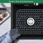 GUUKIN Sink Protectors for Kitchen sink, 13 5/8" x 11 5/8" Folding Non-slip Silicone Sink Mat Grid for Bottom of Farmhouse Stainless Steel Porcelain with 3 Reserved Holes Pack of 2