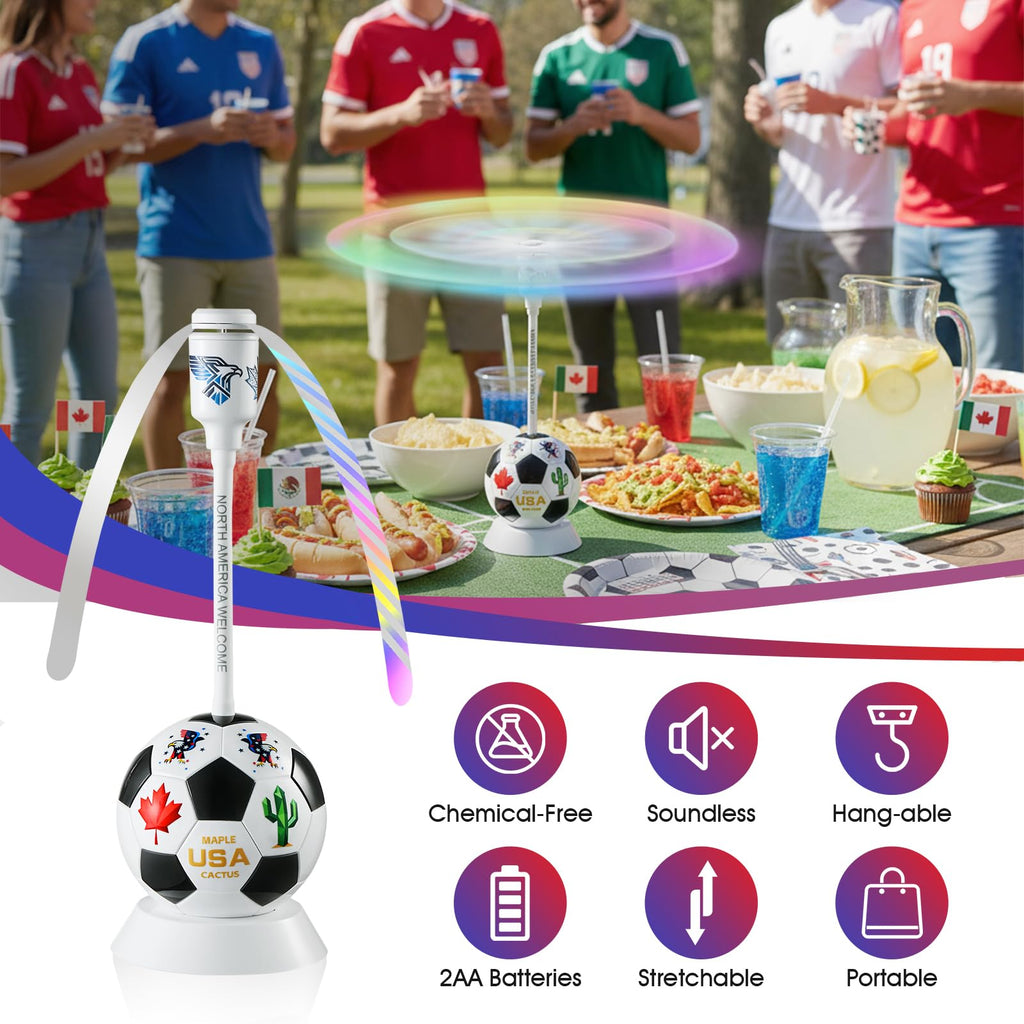 chemotex Soccer Theme Fly Fans for Tables, Table Top Fly Spinner to Keep Flies Away from Food, Outdoor Fly Repellent Fan for World Cup Party Decorations, Birthday Party Decor, BBQ (4)