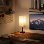 aooshine Bedside Table Lamps Set of 2 - Gray Bedroom Lamps with 3 Color Temperatures (3000K/5000K/4000K), Square Nightstand Light with USB C + A Charging Ports, Pull Chain Small Night Light