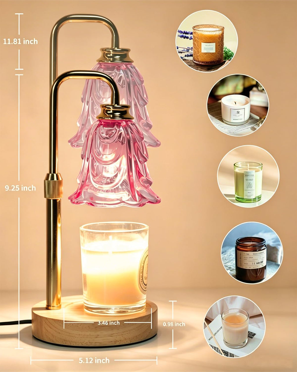 SupBri Candle Warmer Lamp with Timer, Pink Birthday Gifts for Women