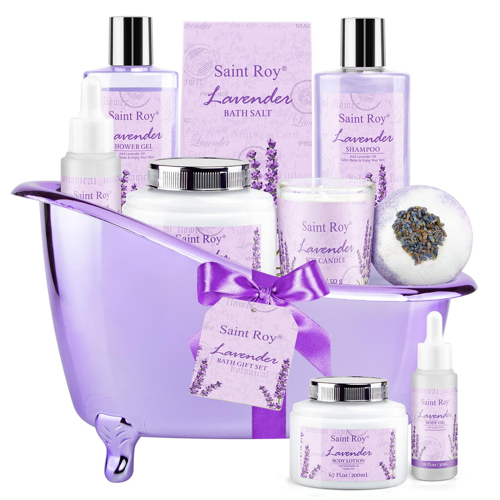 Lavender Bath and Body Gift Basket, Facial Skin Care Set, Spa Kit for Women, Self-Care Relaxation Set, Pamper Kit Self-Care Set, Birthday, Christmas, bath sets for women gift, Mother Day, Anniversary