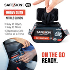 SAFESKIN Heavy Duty Nitrile Disposable Gloves, Pack of 160, Powder Free, Black - Plumbing, Gardening, Painting, Food Handling