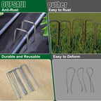 12 Inch Galvanized Landscape Staples Stakes, 25/50/100/200pcs Garden Metal Stakes for Weed Barrier Fabric, Fence Stakes, Tent Stakes, Christmas Decorations (50pcs)