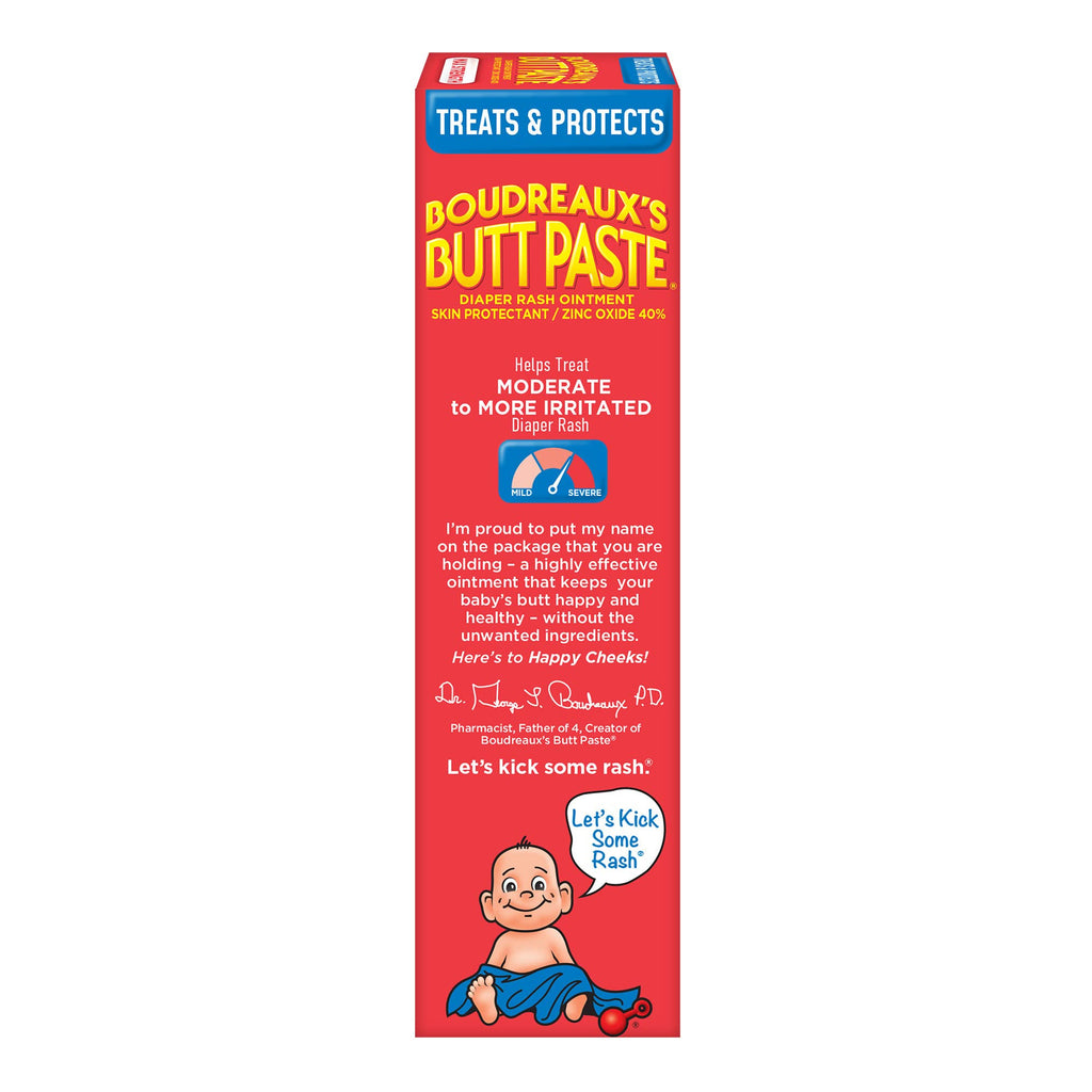 Boudreaux's Butt Paste Maximum Strength Diaper Rash Cream, Ointment | For Baby | 4 oz Tube | Pack of 3