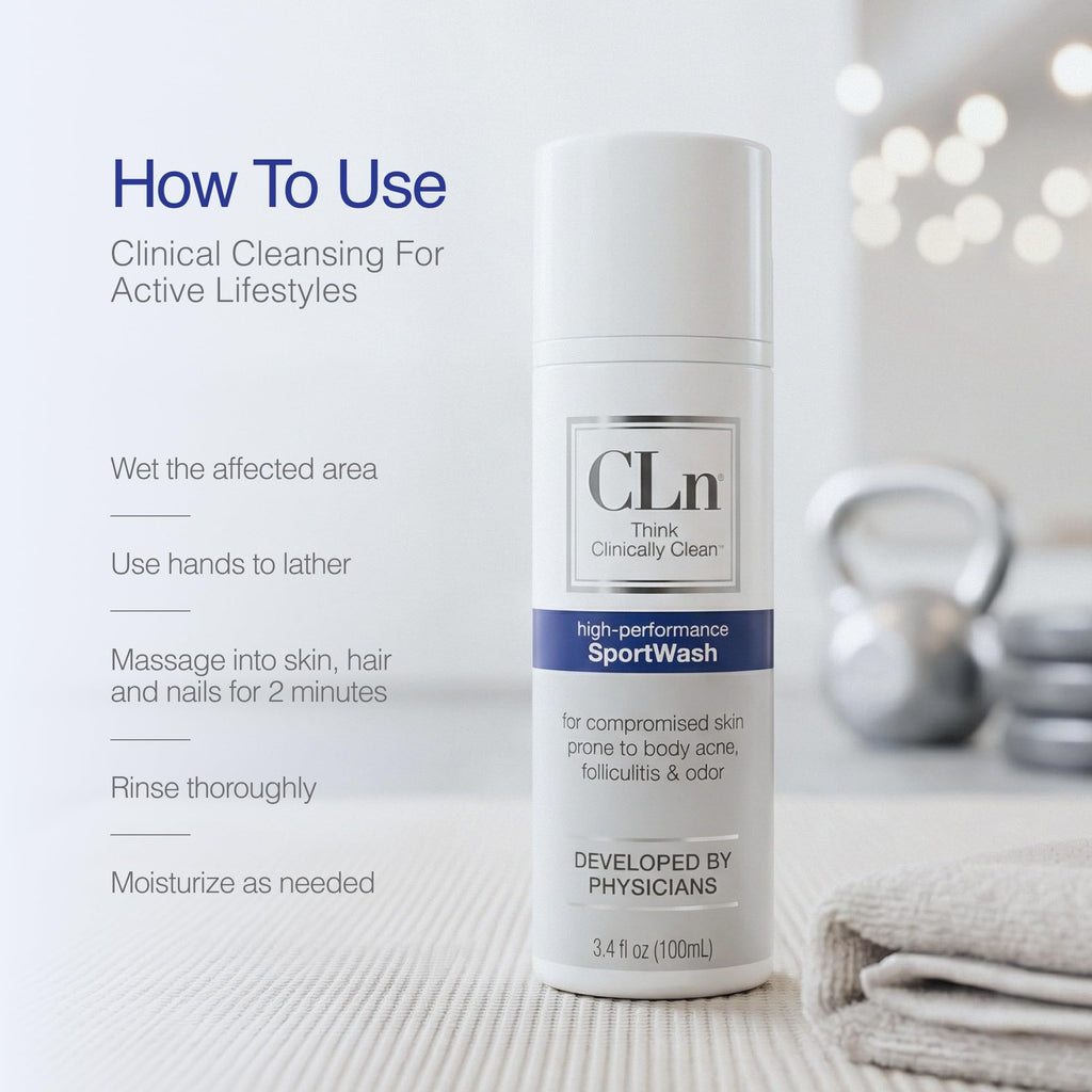 CLn® SportWash – High-Performance Sport Body Wash, For Men & Women Prone to Body Odor, Foot Odor, Ringworm, Folliculitis, & Back Acne, Fragrance-Free & Paraben-Free, 12 fl. oz.