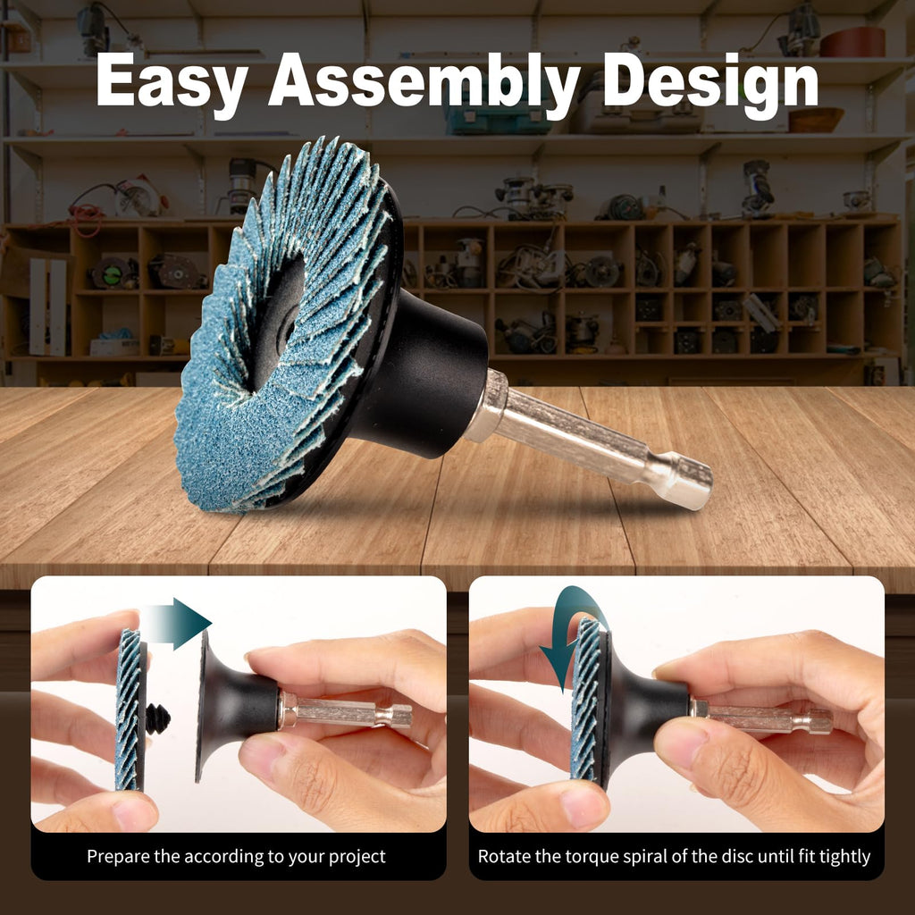 HOMO FABER 50 PCS 2 Inch Flap Discs for Die Grinder with 1/4" Holder | 36/60/80/120 Grit Roll Lock Sanding Discs | Surface Prep, Stripping, Grinding, Polishing, Deburring, Rust & Paint Removal
