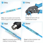 TICONN Blue 200PCS Heat Shrink Butt Wire Connector Kit, Insulated Waterproof Electrical Wire Crimp Terminals Butt Splice for Marine Automotive (Blue 200PCS)