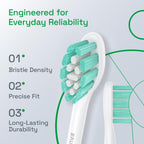 Brushmo Plaque Control Replacement Toothbrush Heads, Compatible with Philips Sonicare Click-on Electric Toothbrush Handles, 8 Standard Replacement Heads, Soft Dupont Bristles, BM928, White