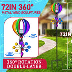 72 in Large Wind Spinners Outdoor, Solar Hot Air Balloon Wind Sculpture