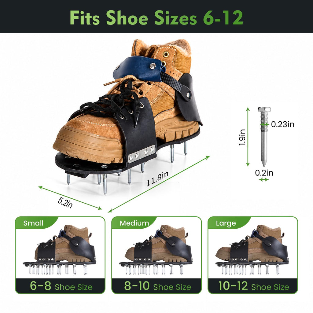 Aerator Shoes, Lawn Aerator Shoes for grass with Foot Protection ,Aeration Shoes for Lawn with Adjustable Strap, Pre-Assembled Aerating Shoes for Lawns, Gardens, and Courtyards (Black&Dark Blue)