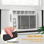 High Density Foam Tape Air Conditioner Window Seal, 1x1 Inch Thick Foam Stripe with Adhesive for Window AC Insulation, Weather Stripping for Doors and Windows Insulation, AC Foam Tape, Black