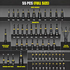 Facoow 55PCS Impact Nut Driver Set Magnetic, SAE&Metric Nut Drivers, Deep Impact Nut Drivers, Impact Socket Adapters, Wing Nut Driver, Power Bit,Quick Release Extension, Pivoting Nutsetter,Storage Box