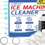STREALE Ice Machine Cleaner Kit - 30Pack Ice Maker Cleaner Tablets - 10Pcs Pipe & Crevice Brush Set - Commercial & Portable Countertop Icemaker Cleaning Solution