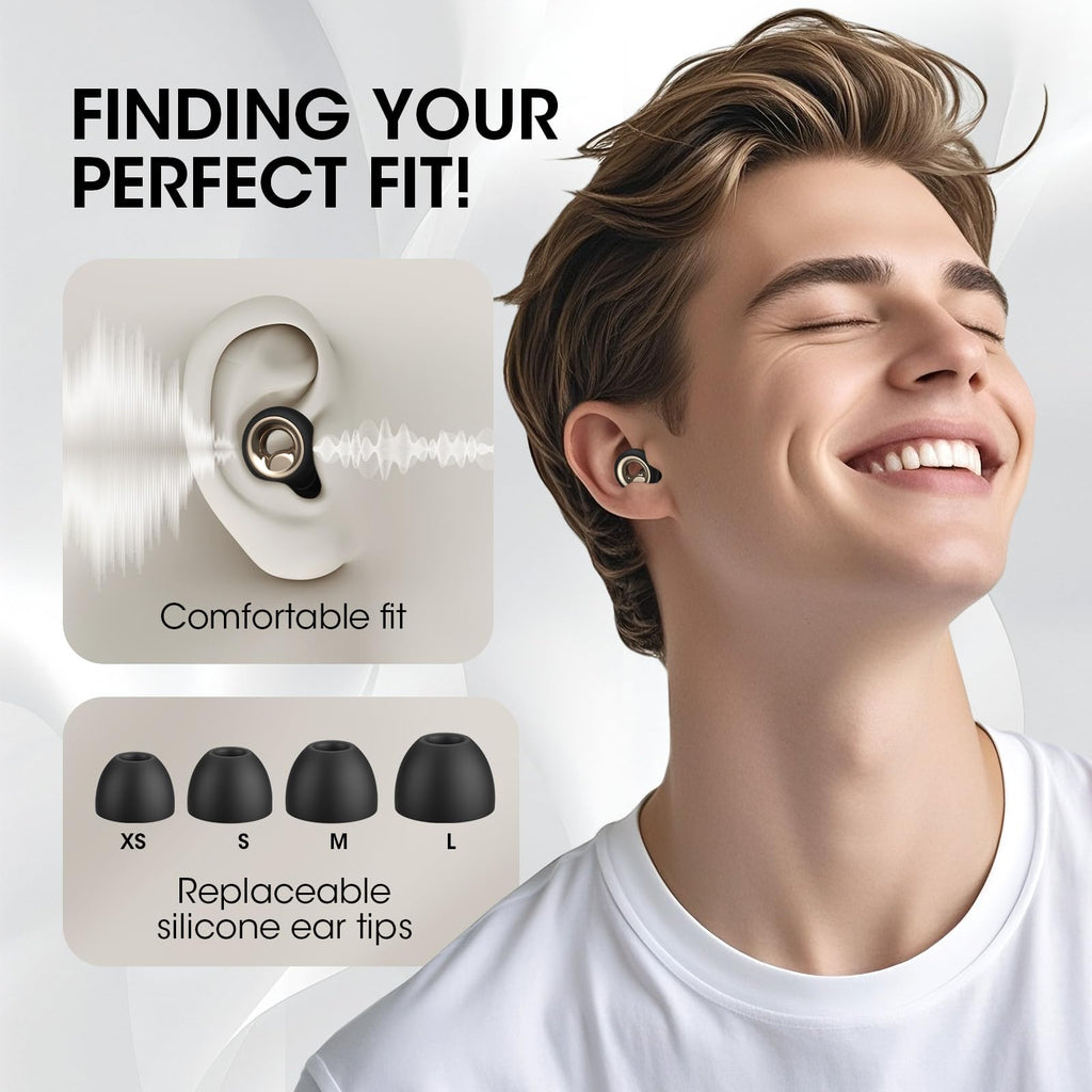 Vosaf 50dB Ear Plugs for Sleeping Noise Cancelling, Reusable Earplugs for Noise Reduction with 8 Ear Tips, Silicone Hearing Protection Ear Plugs for Work, Travel (Carbon)
