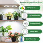 Kullsinss 3.5" Grow Lights for Indoor Plants, 36W Full Spectrum Plant Light