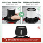 90304 Replacement Filter Kit Compatible with Shop Vac Cartridge Filter 90350 90304 90333 90585, Fits Most 5 Gallon and above Wet Dry Vacuum Cleaner (2+2+4+1)